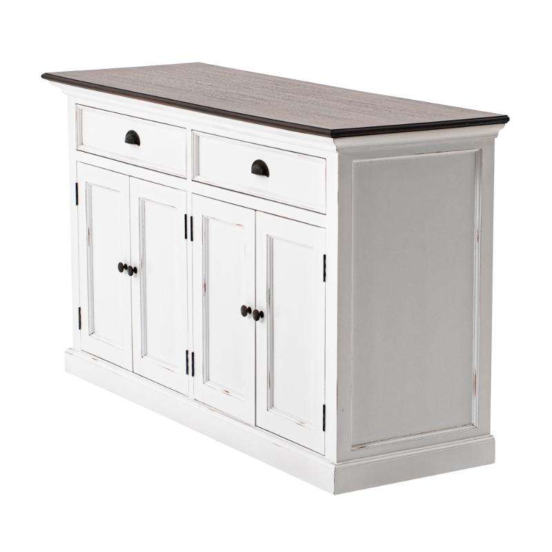 Ashpinoke:Halifax Accent Collection Classic Buffet in White Distress & Deep Brown-Sideboards-NovaSolo