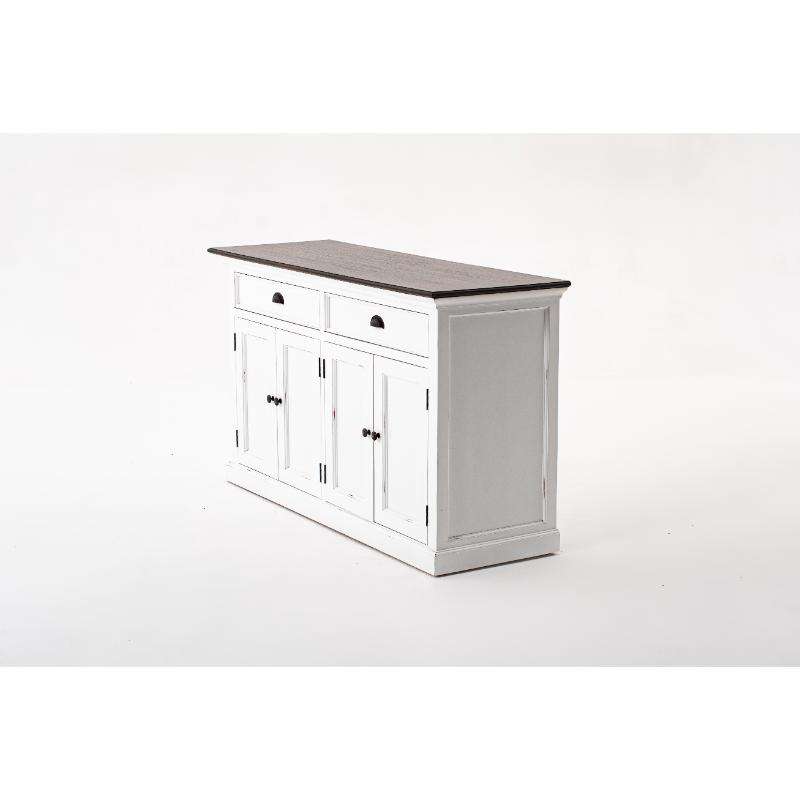 Ashpinoke:Halifax Accent Collection Classic Buffet in White Distress & Deep Brown-Sideboards-NovaSolo