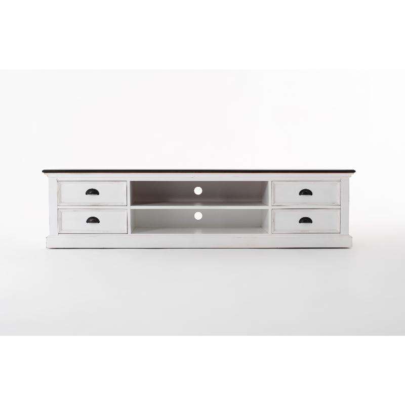 Ashpinoke:Halifax Accent Collection Large ETU with 4 drawers in White Distress & Deep Brown-TV Units-NovaSolo