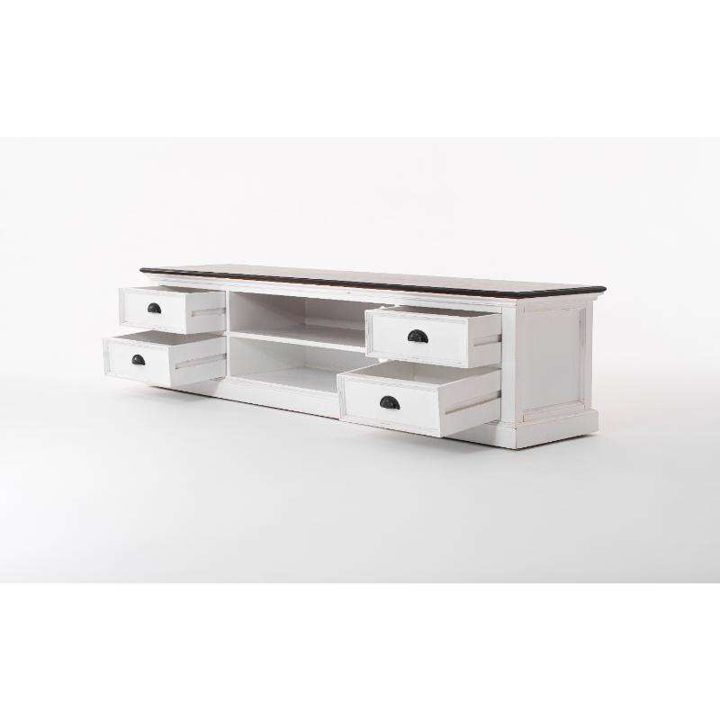 Ashpinoke:Halifax Accent Collection Large ETU with 4 drawers in White Distress & Deep Brown-TV Units-NovaSolo