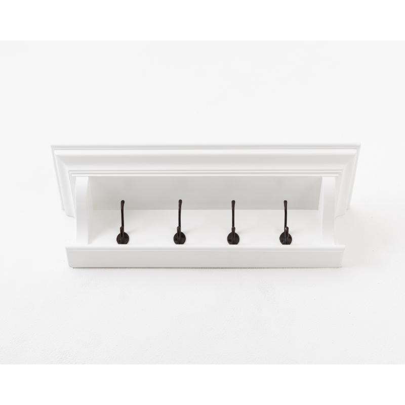 Ashpinoke:Halifax Collection 4 Hook Coat Rack 70cm in Classic White-Coat and Hat Racks-NovaSolo