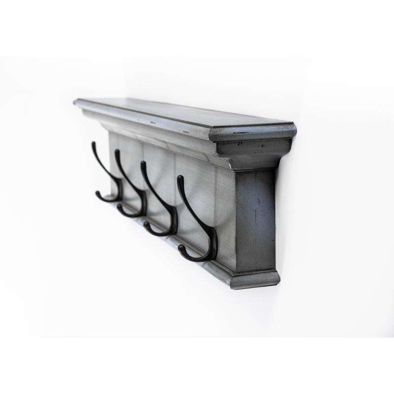 Ashpinoke:Halifax Collection 4 Hook Coat Rack in Blue Black Antique-Coat and Hat Racks-NovaSolo