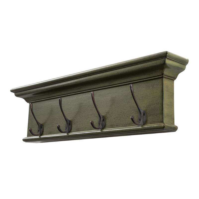 Ashpinoke:Halifax Collection 4 Hook Coat Rack in Green Black Antique-Coat and Hat Racks-NovaSolo