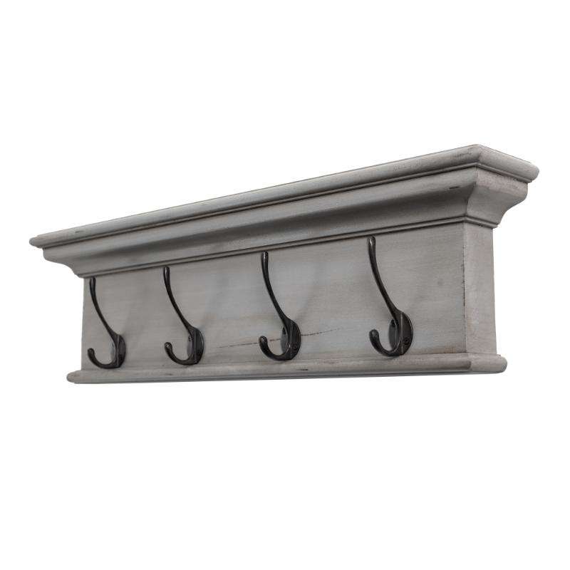 Ashpinoke:Halifax Collection 4 Hook Coat Rack in Grey Brown-Coat and Hat Racks-NovaSolo