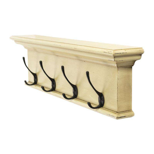 Ashpinoke:Halifax Collection 4 Hook Coat Rack in Yellow Brown Antique-Coat and Hat Racks-NovaSolo