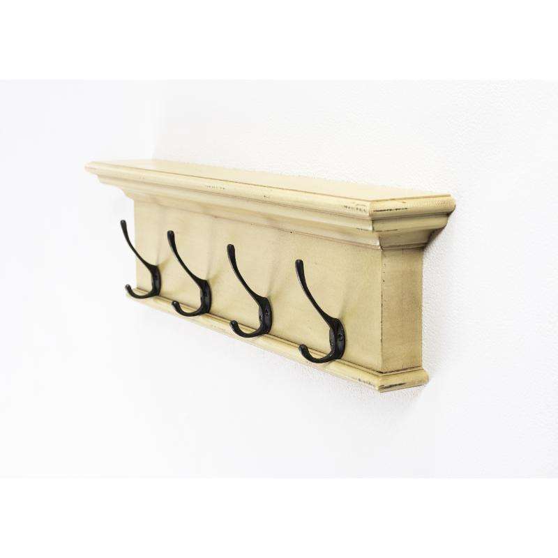 Ashpinoke:Halifax Collection 4 Hook Coat Rack in Yellow Brown Antique-Coat and Hat Racks-NovaSolo