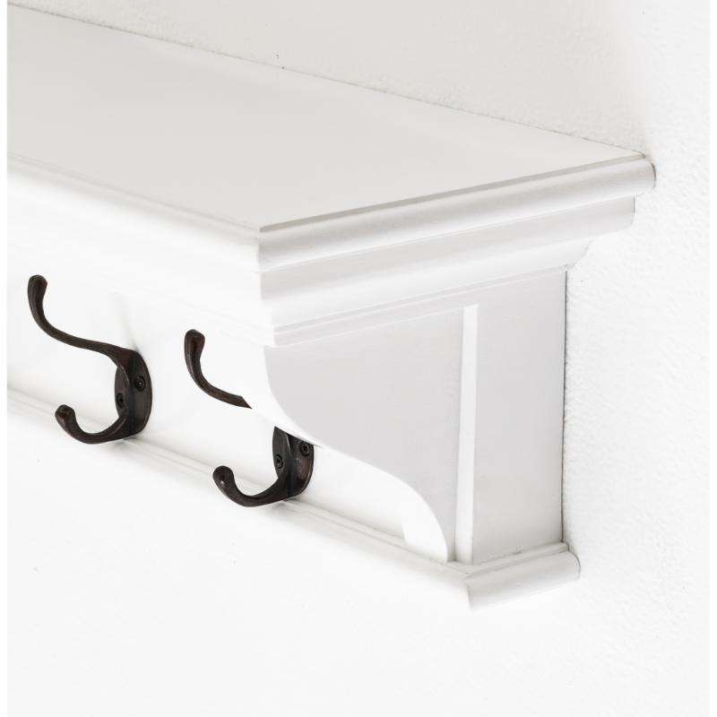 Ashpinoke:Halifax Collection 6 Hook Coat Rack 100cm in Classic White-Coat and Hat Racks-NovaSolo