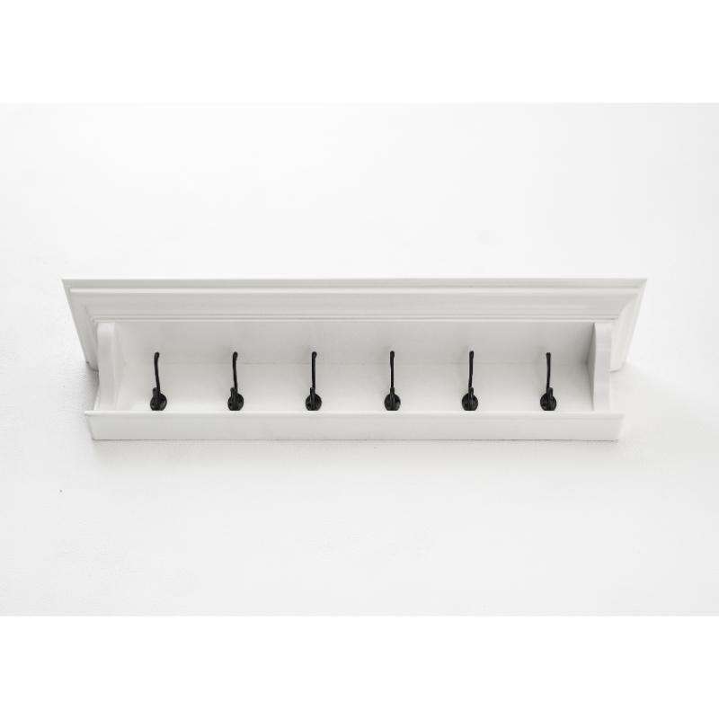 Ashpinoke:Halifax Collection 6 Hook Coat Rack 100cm in Classic White-Coat and Hat Racks-NovaSolo