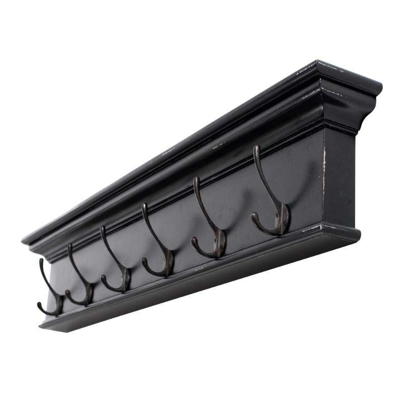 Ashpinoke:Halifax Collection 6 Hook Coat Rack in Black White Antique-Coat and Hat Racks-NovaSolo