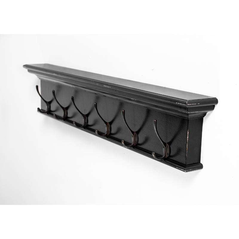 Ashpinoke:Halifax Collection 6 Hook Coat Rack in Black White Antique-Coat and Hat Racks-NovaSolo