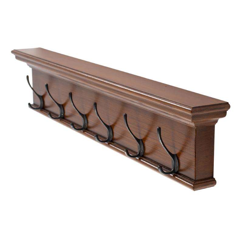 Ashpinoke:Halifax Collection 6 Hook Coat Rack in Brown Antique-Coat and Hat Racks-NovaSolo