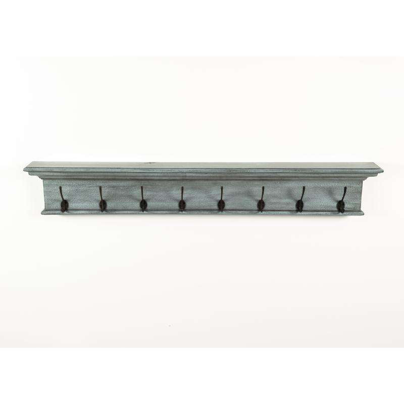 Ashpinoke:Halifax Collection 8 Hook Coat Rack in Blue Black Antique-Coat and Hat Racks-NovaSolo