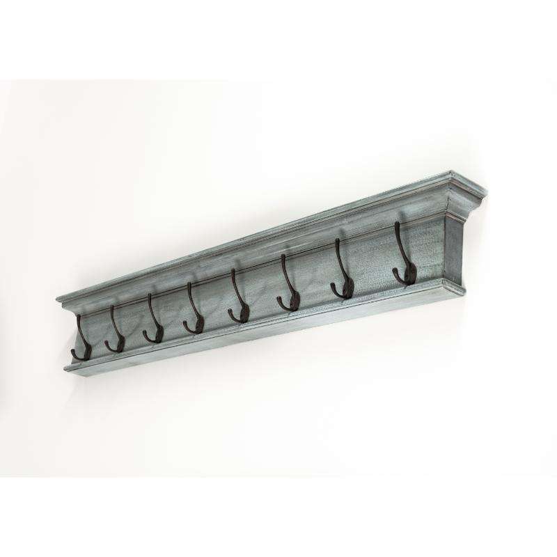 Ashpinoke:Halifax Collection 8 Hook Coat Rack in Blue Black Antique-Coat and Hat Racks-NovaSolo