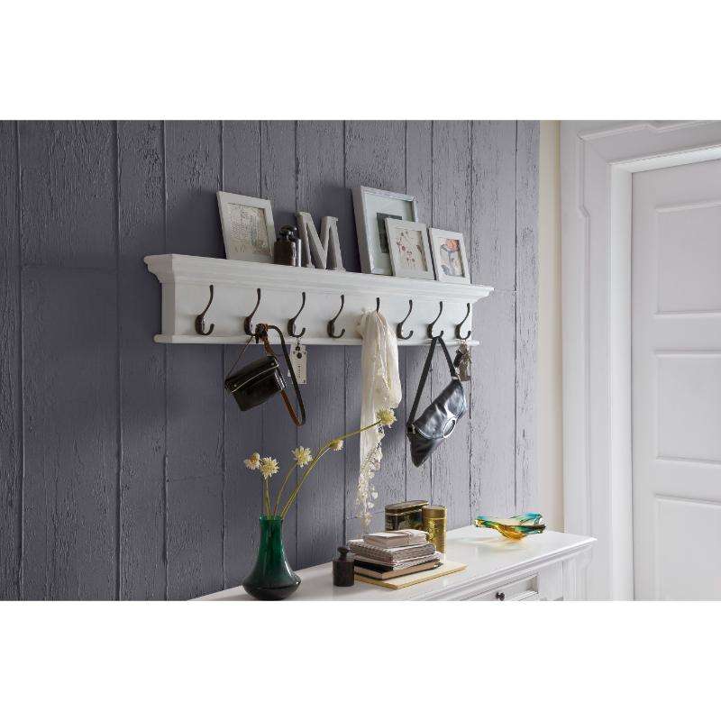 Ashpinoke:Halifax Collection 8 Hook Coat Rack in Classic White-Coat and Hat Racks-NovaSolo