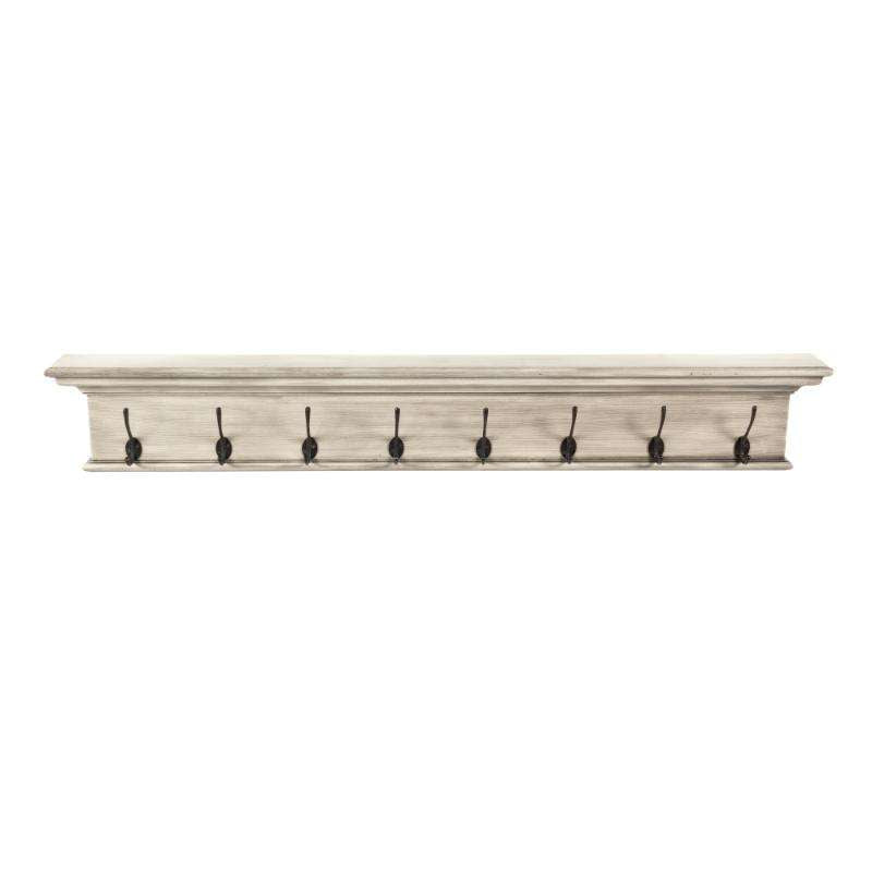 Ashpinoke:Halifax Collection 8 Hook Coat Rack in White Rustic-Coat and Hat Racks-NovaSolo