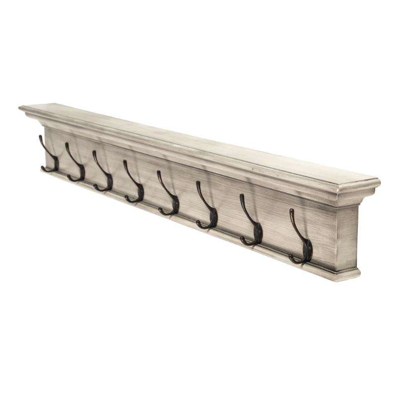 Ashpinoke:Halifax Collection 8 Hook Coat Rack in White Rustic-Coat and Hat Racks-NovaSolo