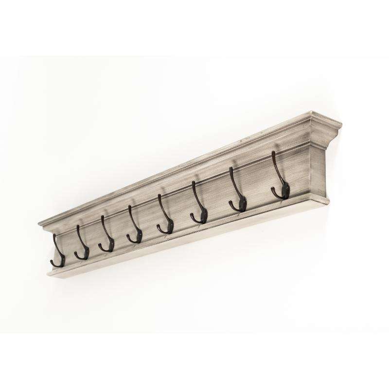 Ashpinoke:Halifax Collection 8 Hook Coat Rack in White Rustic-Coat and Hat Racks-NovaSolo