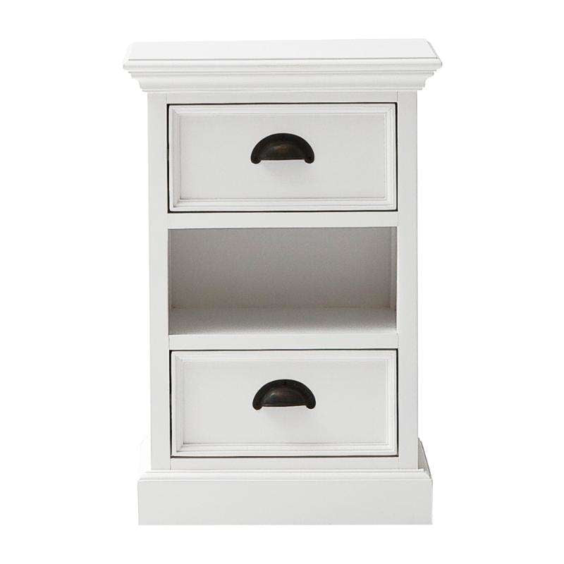 Ashpinoke:Halifax Collection Bedside Storage Unit with Basket in Classic White-End Tables-NovaSolo