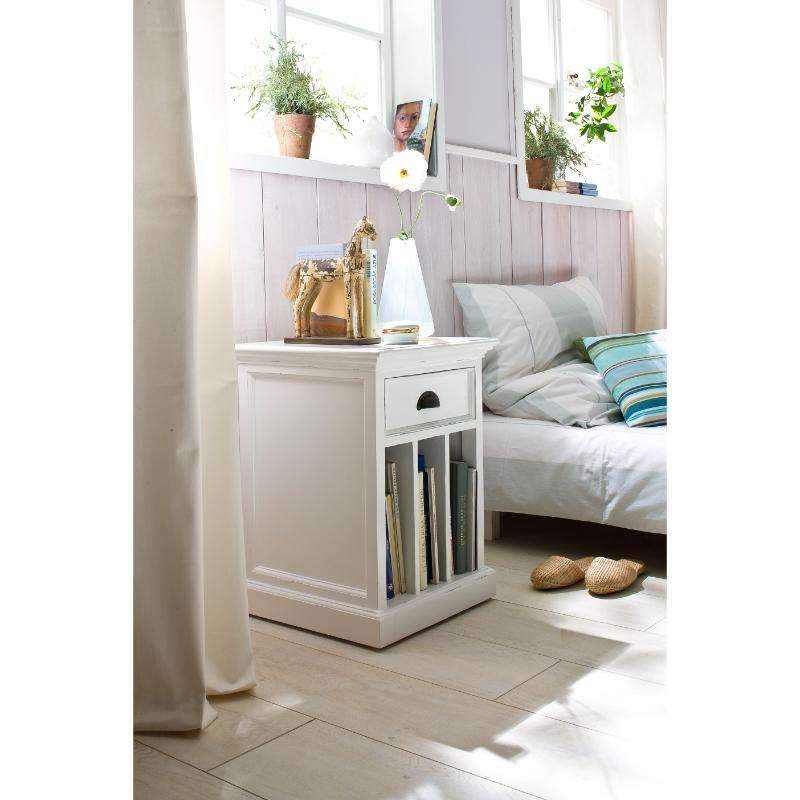 Ashpinoke:Halifax Collection Bedside Table with Dividers in Classic White-End Tables-NovaSolo