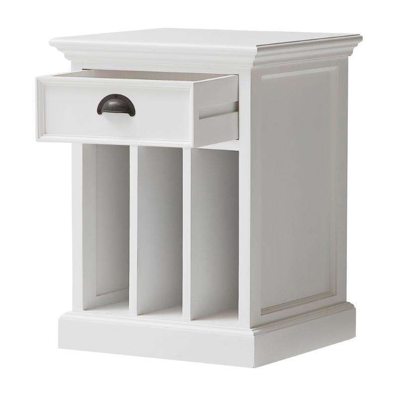 Ashpinoke:Halifax Collection Bedside Table with Dividers in Classic White-End Tables-NovaSolo