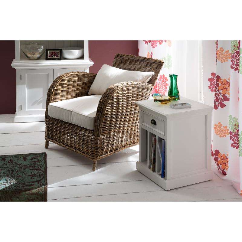 Ashpinoke:Halifax Collection Bedside Table with Dividers in Classic White-End Tables-NovaSolo