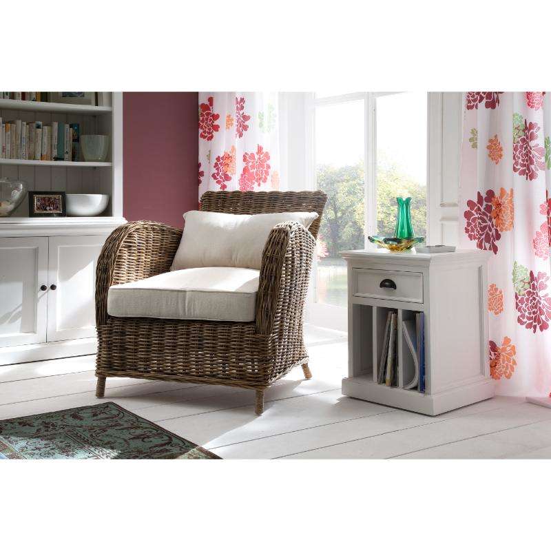 Ashpinoke:Halifax Collection Bedside Table with Dividers in Classic White-End Tables-NovaSolo