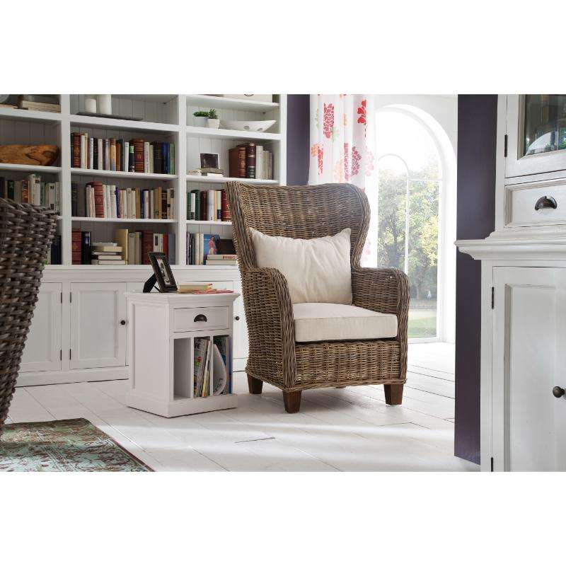 Ashpinoke:Halifax Collection Bedside Table with Dividers in Classic White-End Tables-NovaSolo