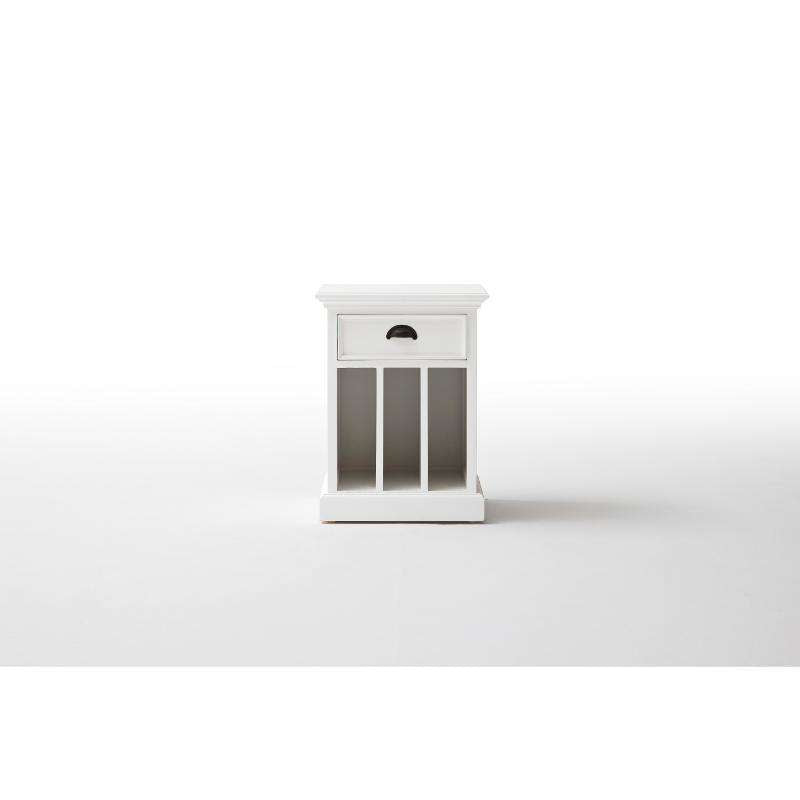 Ashpinoke:Halifax Collection Bedside Table with Dividers in Classic White-End Tables-NovaSolo