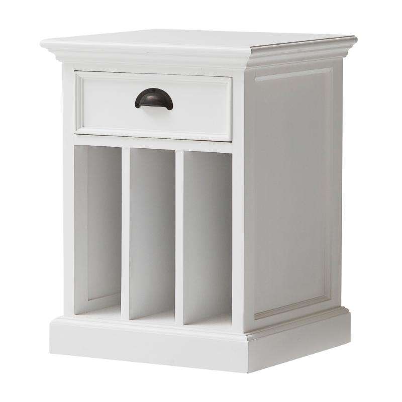 Ashpinoke:Halifax Collection Bedside Table with Dividers in Classic White-End Tables-NovaSolo