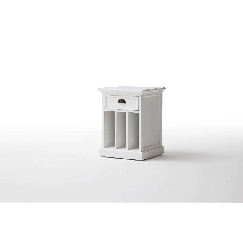 Ashpinoke:Halifax Collection Bedside Table with Dividers in Classic White-End Tables-NovaSolo