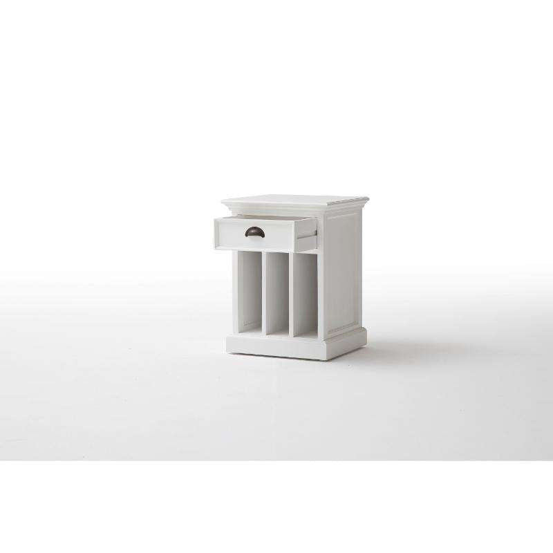 Ashpinoke:Halifax Collection Bedside Table with Dividers in Classic White-End Tables-NovaSolo