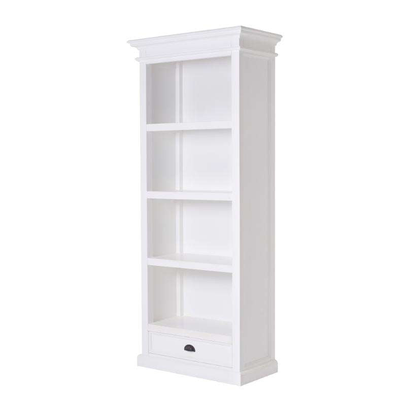 Ashpinoke:Halifax Collection Bookcase with 1 Drawer in Classic White-Bookcases-NovaSolo