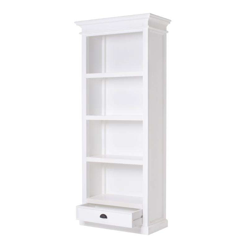 Ashpinoke:Halifax Collection Bookcase with 1 Drawer in Classic White-Bookcases-NovaSolo