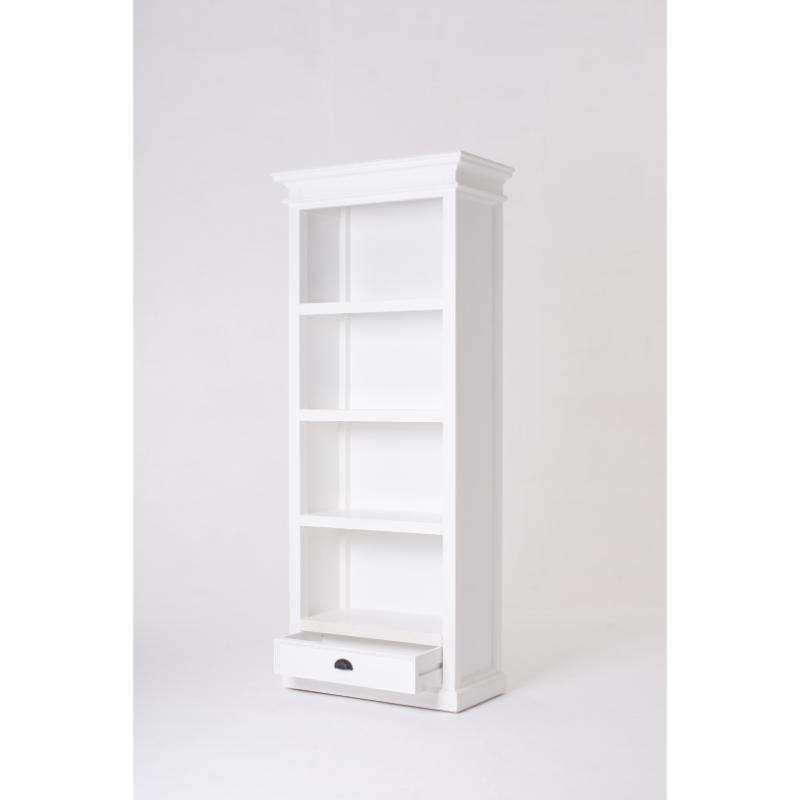 Ashpinoke:Halifax Collection Bookcase with 1 Drawer in Classic White-Bookcases-NovaSolo
