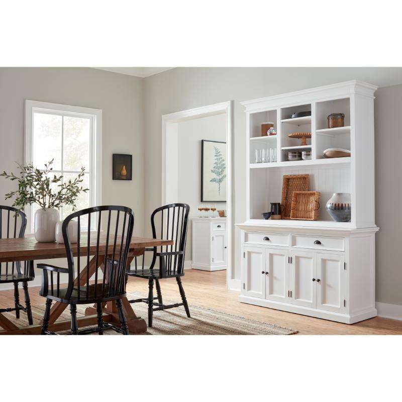 Ashpinoke:Halifax Collection Buffet Hutch Unit with 2 Adjustable Shelves in Classic White-Cabinets-NovaSolo