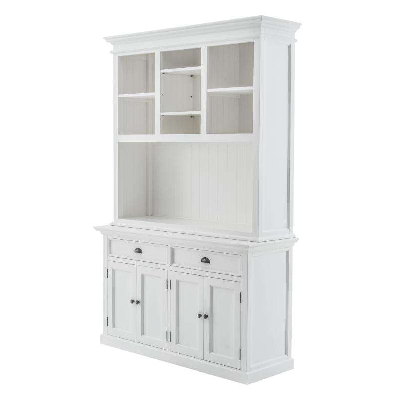 Ashpinoke:Halifax Collection Buffet Hutch Unit with 2 Adjustable Shelves in Classic White-Cabinets-NovaSolo