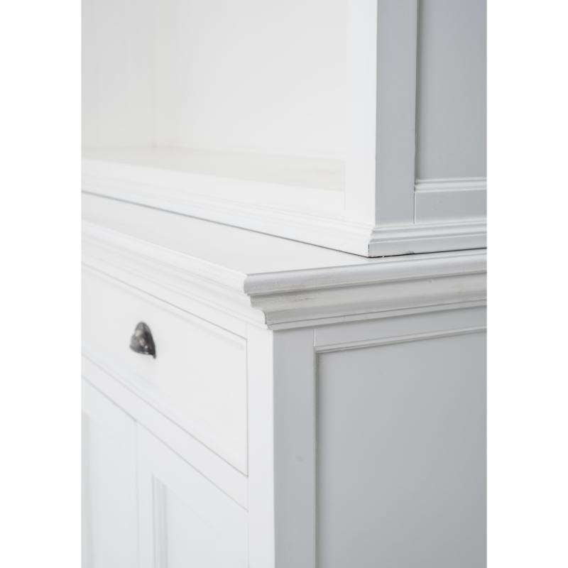 Ashpinoke:Halifax Collection Buffet Hutch Unit with 2 Adjustable Shelves in Classic White-Cabinets-NovaSolo