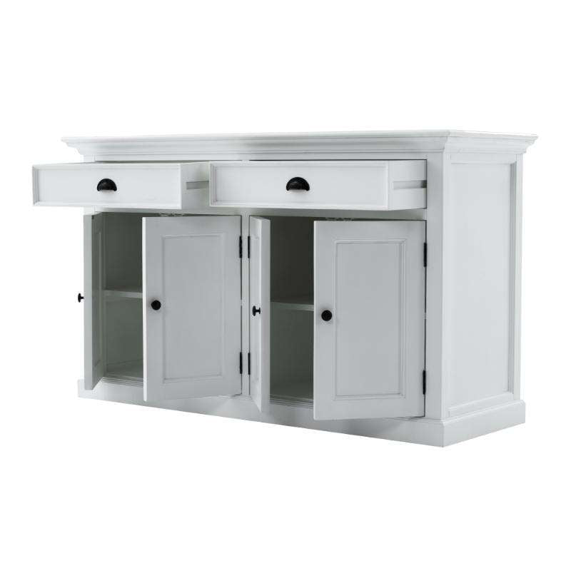 Ashpinoke:Halifax Collection Buffet Hutch Unit with 2 Adjustable Shelves in Classic White-Cabinets-NovaSolo