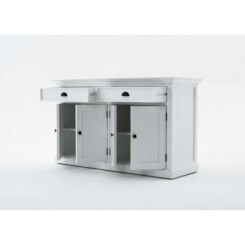 Ashpinoke:Halifax Collection Buffet Hutch Unit with 2 Adjustable Shelves in Classic White-Cabinets-NovaSolo