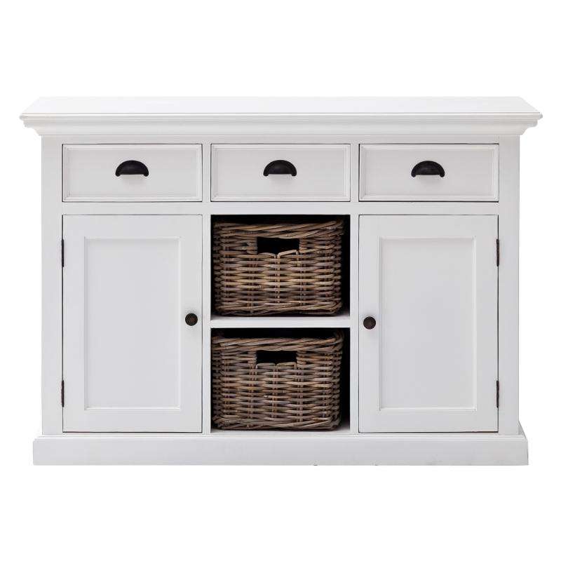 Ashpinoke:Halifax Collection Buffet with 2 Baskets in Classic White-Sideboards-NovaSolo