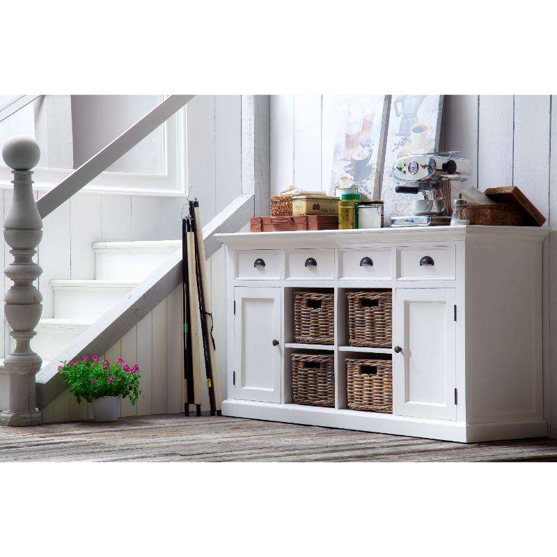 Ashpinoke:Halifax Collection Buffet with 4 Baskets in Classic White-Sideboards-NovaSolo