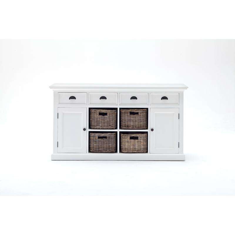 Ashpinoke:Halifax Collection Buffet with 4 Baskets in Classic White-Sideboards-NovaSolo