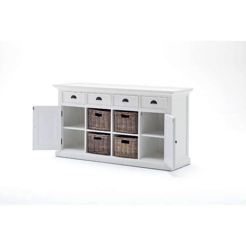 Ashpinoke:Halifax Collection Buffet with 4 Baskets in Classic White-Sideboards-NovaSolo