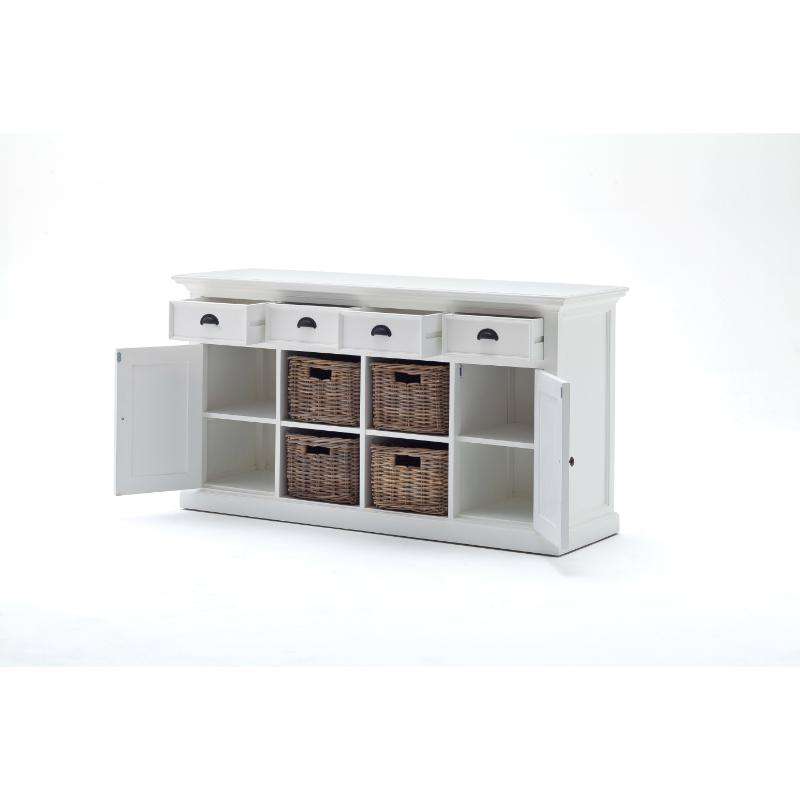 Ashpinoke:Halifax Collection Buffet with 4 Baskets in Classic White-Sideboards-NovaSolo