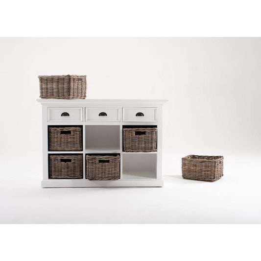 Ashpinoke:Halifax Collection Buffet with 6 Baskets in Classic White-Sideboards-NovaSolo