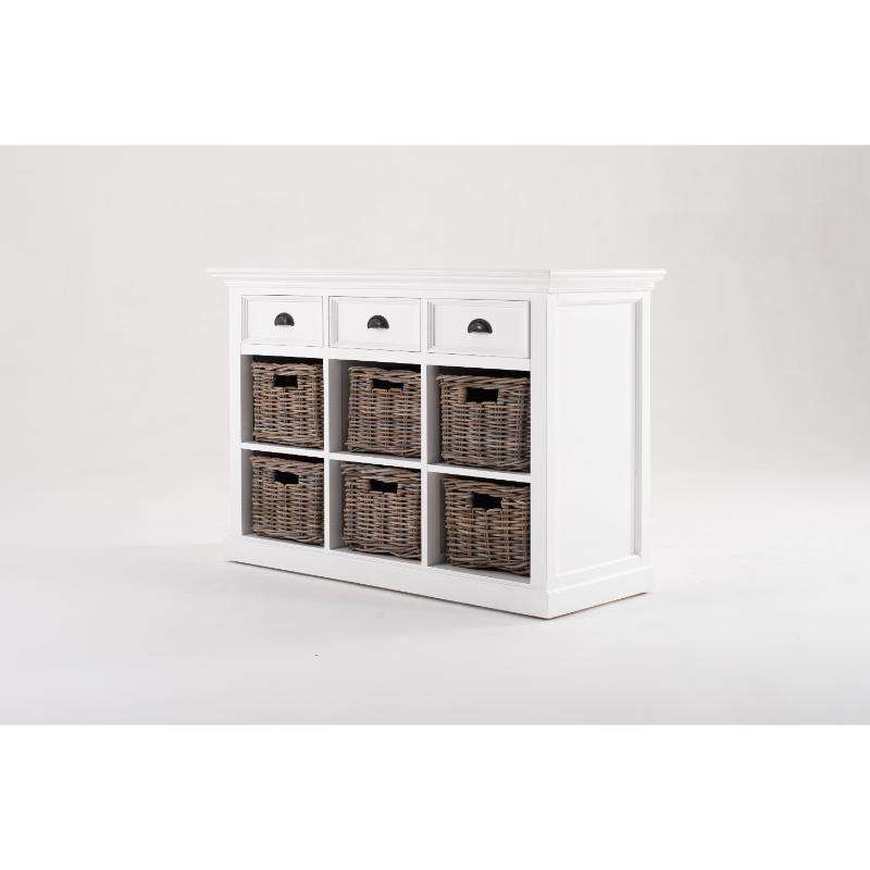 Ashpinoke:Halifax Collection Buffet with 6 Baskets in Classic White-Sideboards-NovaSolo