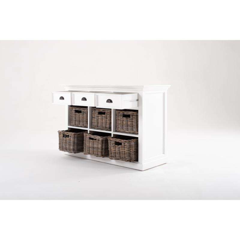 Ashpinoke:Halifax Collection Buffet with 6 Baskets in Classic White-Sideboards-NovaSolo