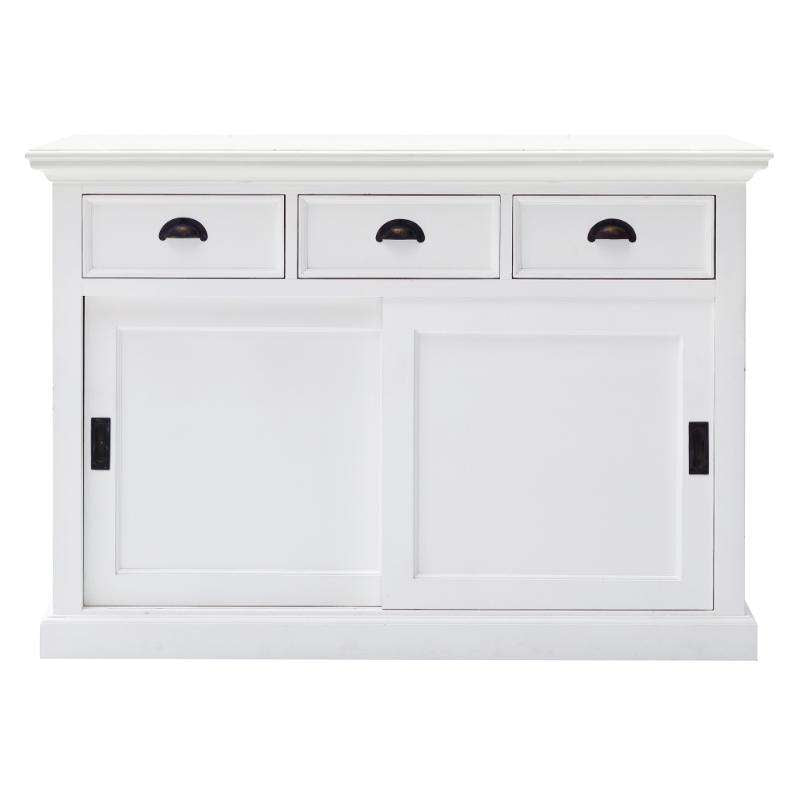Ashpinoke:Halifax Collection Buffet with Sliding Doors in Classic White-Sideboards-NovaSolo