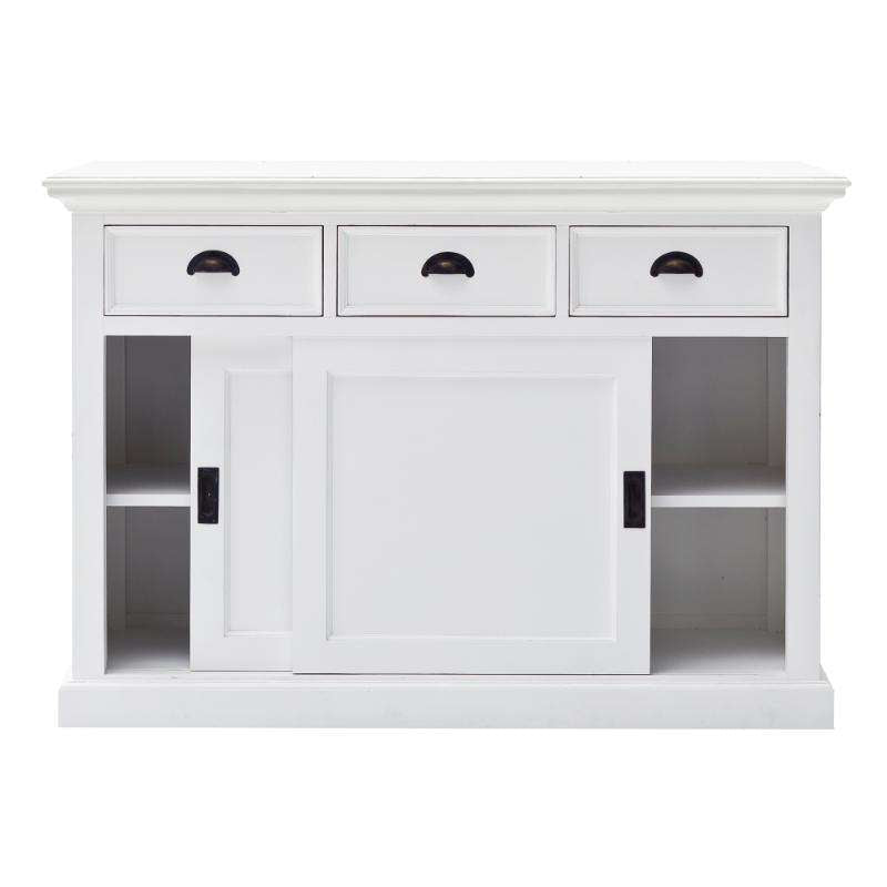 Ashpinoke:Halifax Collection Buffet with Sliding Doors in Classic White-Sideboards-NovaSolo