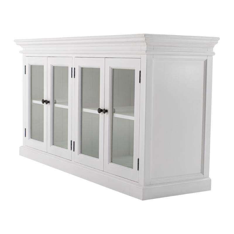 Ashpinoke:Halifax Collection Display Buffet with 4 Glass Doors in Classic White-Sideboards-NovaSolo